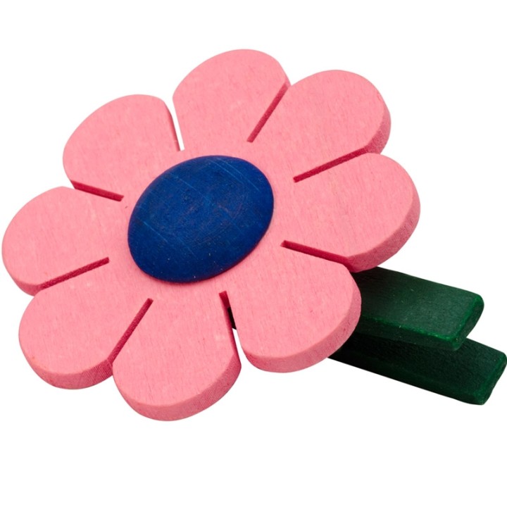 Fleur en bois  à clipser mauve