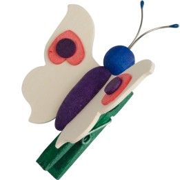 Papillon en bois à clipser n° 1 mauve