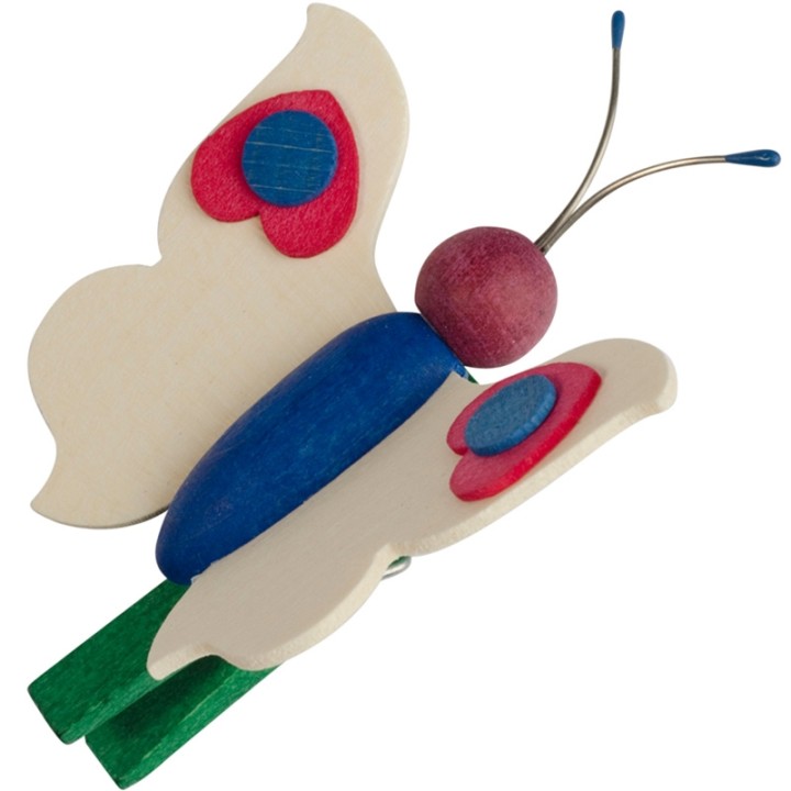 Papillon en bois à clipser n° 1 mauve