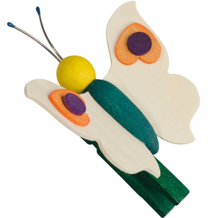 Papillon en bois à clipser n° 1 mauve