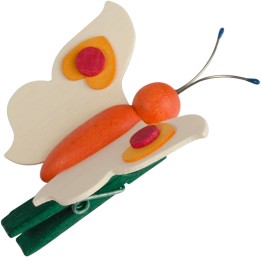 Papillon en bois à clipser n° 5 orange