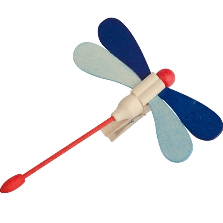 Libellule en bois à clipser n° 1