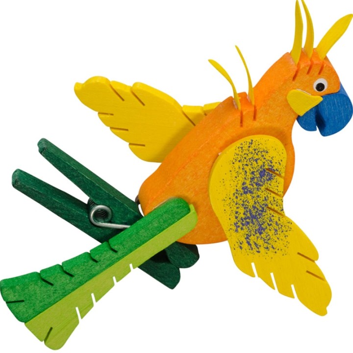 Perroquet en bois à clipser n° 2