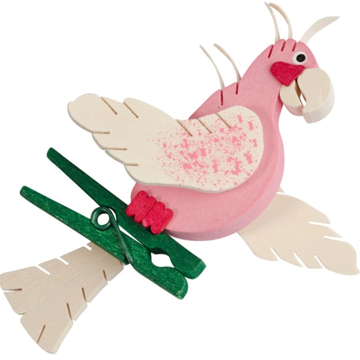Perroquet en bois à clipser n° 3