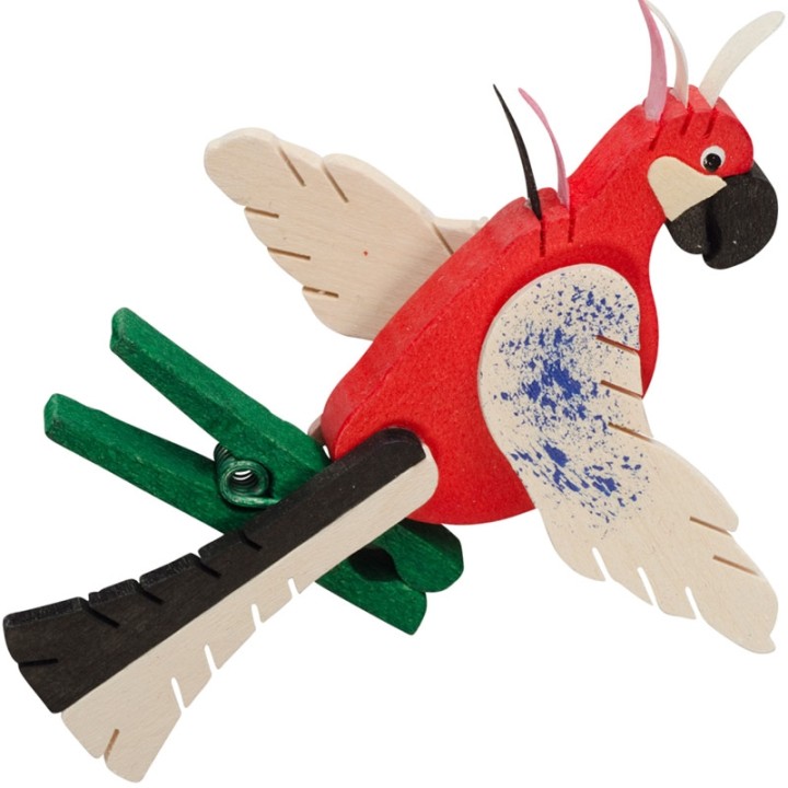 Perroquet en bois à clipser n° 1