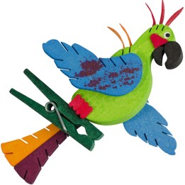 Perroquet en bois à clipser n° 1