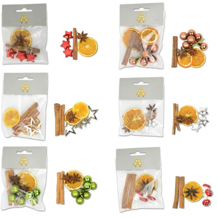 Mix Pot pourri oranges séchées, cannelle, anis et déco, 30g
