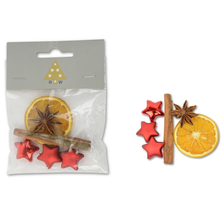 Mix Pot pourri oranges séchées, cannelle, anis et déco, 30g