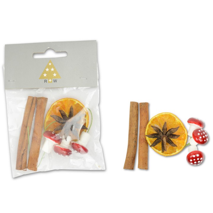 Mix Pot pourri oranges séchées, cannelle, anis et déco, 30g