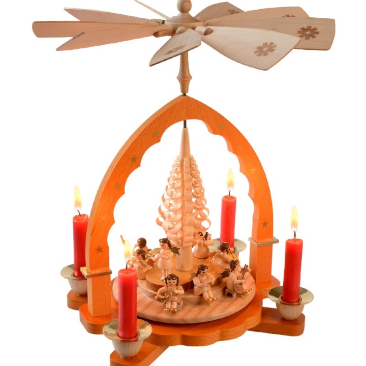 Pyramide à bougies et anges musiciens