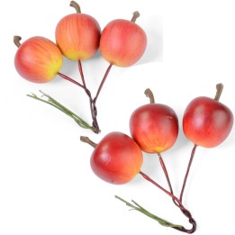6 pommes déco rouge à accrocher, 2,5 cm