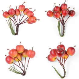 Assortiment pommes déco sur fil métallique, 1,6 cm / 2 cm