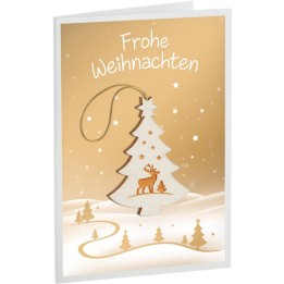 Carte de Voeux sapin de Noël, motif cerf