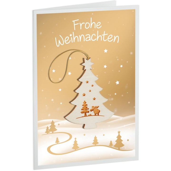 Carte de Voeux sapin de Noël, motif élan