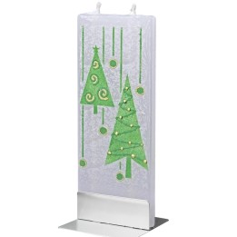 Bougie de Noel design  sapin vert et guirlandes de Noël