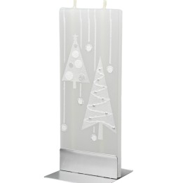 Bougie design décorative motif sapin blancs de Noël