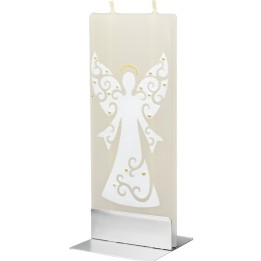Bougie déco motif ange de Noël blanc