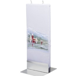 Bougie déco de Noel motif église sous la neige
