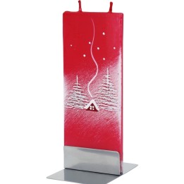 Bougie déco de Noel motif maison et cheminée en hiver