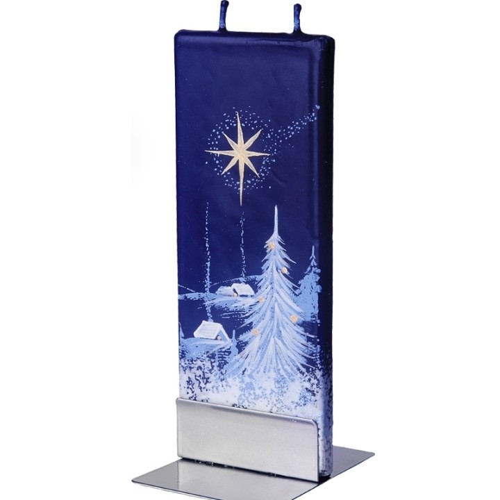 Bougie déco de Noel motif nuit d'hiver étoilée