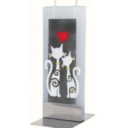 Bougie décorative motif chats et coeur