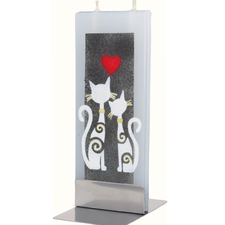 Bougie décorative motif chats et coeur