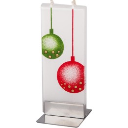 Bougie décorative boules de Noël rouge et verte