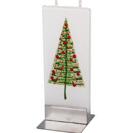 Bougie design sapin de Noël boules multicolores 