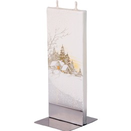 Bougie déco de Noel, paysage d'hiver 