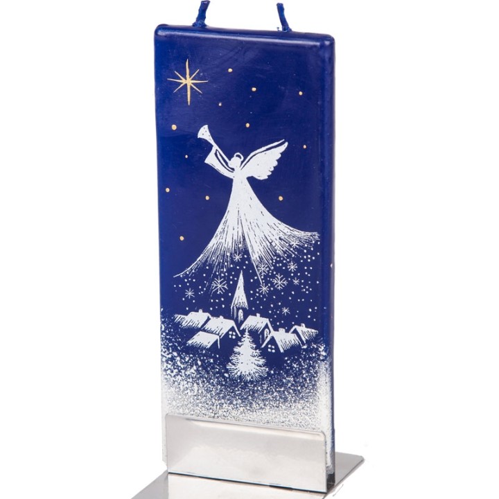 Ange blanc bougie décorative village nuit de Noël
