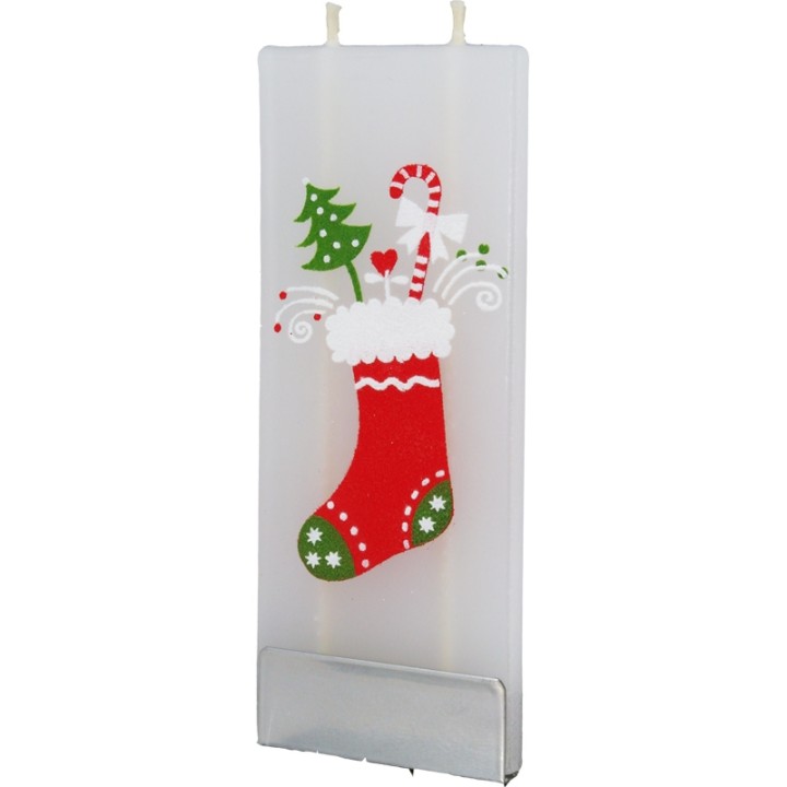 Bougie décorative chaussette de Noël et cadeaux