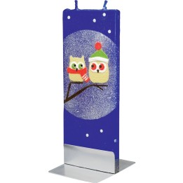 Bougie pour une déco de Noël deux chouettes sur une branche 
