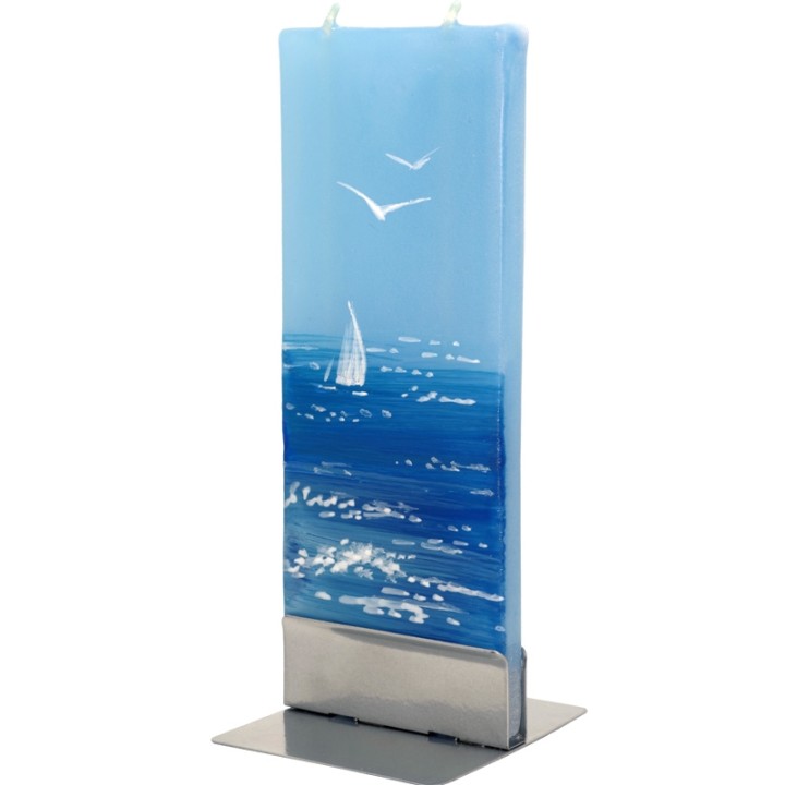Déco marine, bougie bleue mer et voilier