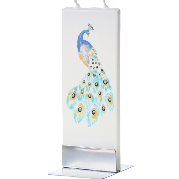 Bougie décorative paon multicolore