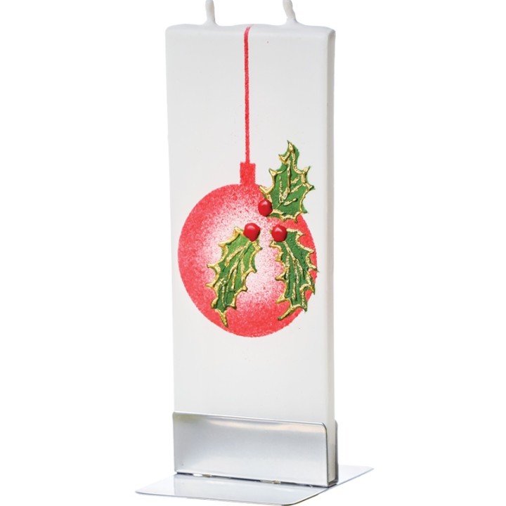 Bougie de Noël boule et houx