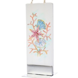 Bougie déco marine, étoile de mer et coquillages