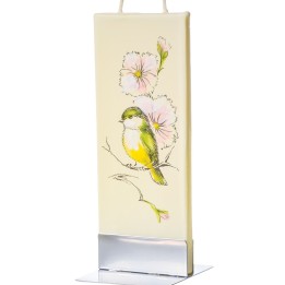 Bougie décorative oiseau et fleurs