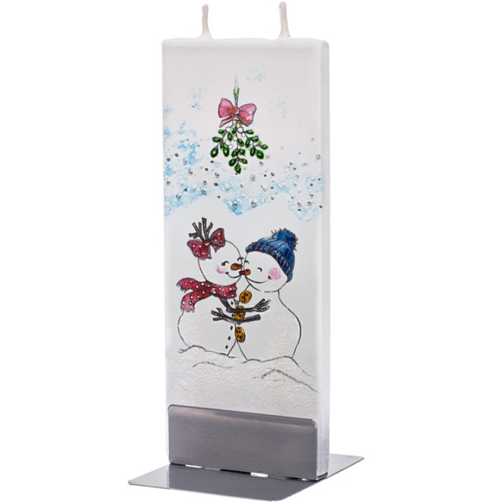 Bougie de Noel couple bonhomme de neige