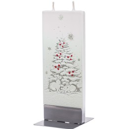 Bougie de Noël lapins au pied d'un sapin