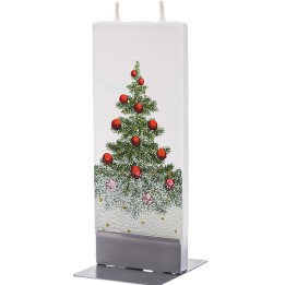 Bougie de Noël sapin et bouiles rouges