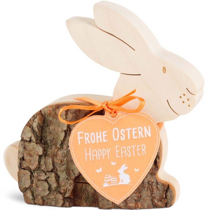 Lapin en bois couché, 9 cm