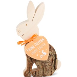 Lapin en bois assis, 11 cm