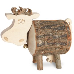 Tirelire en bois vache, 10 cm  