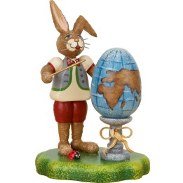 Lapin de Pâques en bois instituteur et mappemonde 