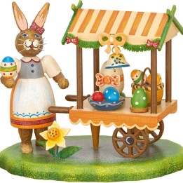Lapin de Pâques en bois vendeuse d'oeufs 