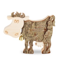 Vache en bois, 9 cm
