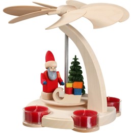 Carrousel en bois père Noël avec 4 bougeoirs