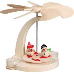 Carrousel en bois bonhommes de neige avec 4 bougeoirs