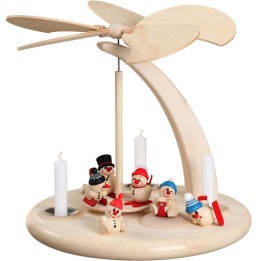 Grand carrousel en bois bonhommes de neige avec 3 bougies