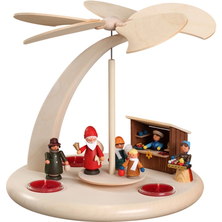 Grand carrousel en bois avec 3 bougies marché de Noël